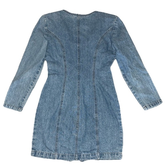 Vintage‎ Z Cavaricci Denim Dress 4 Blue Jean Long Sleeve Mini Retro USA 80s - Picture 2 of 10